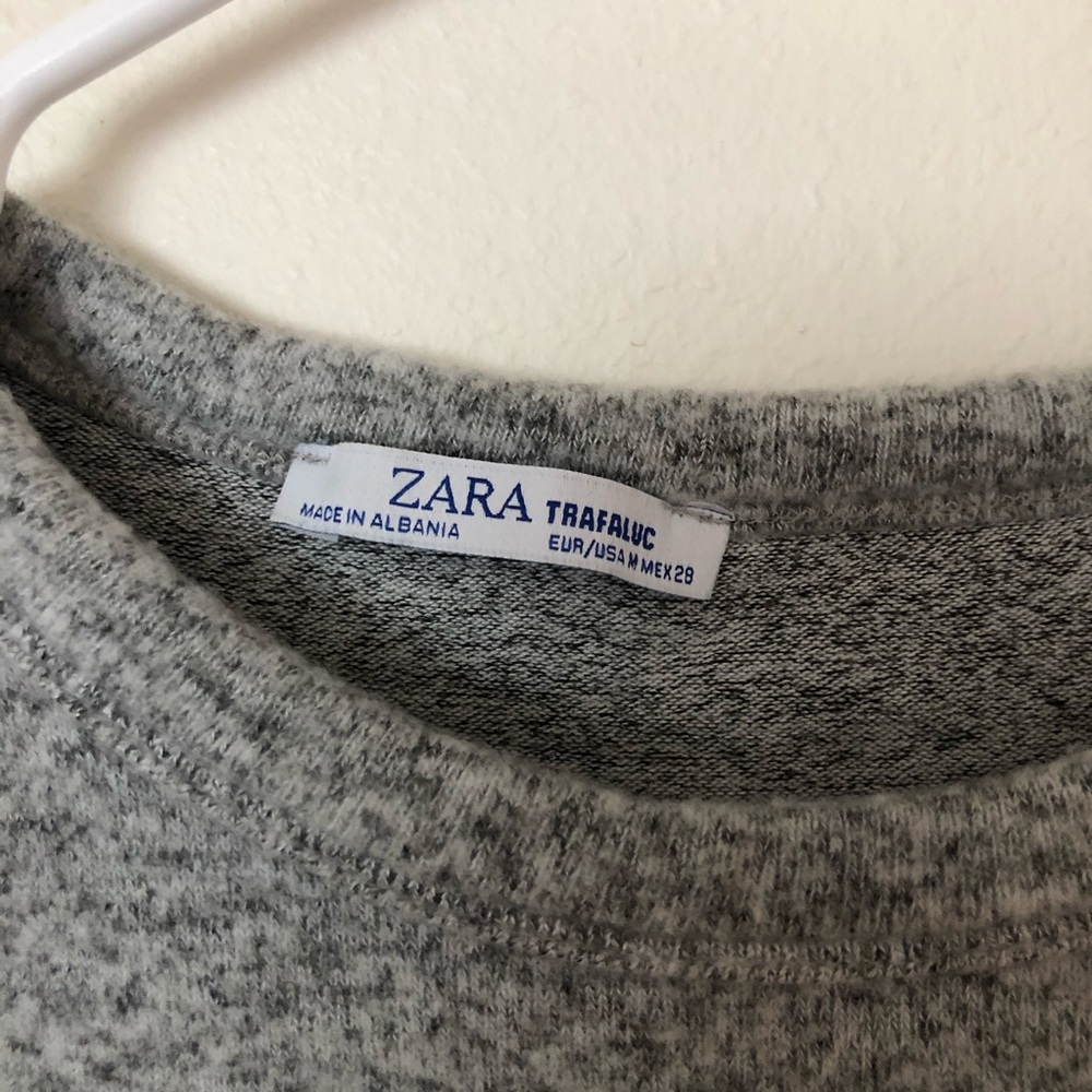 Zara Gray Fitted Cropped Knit Sweater - Picture 3 of 3